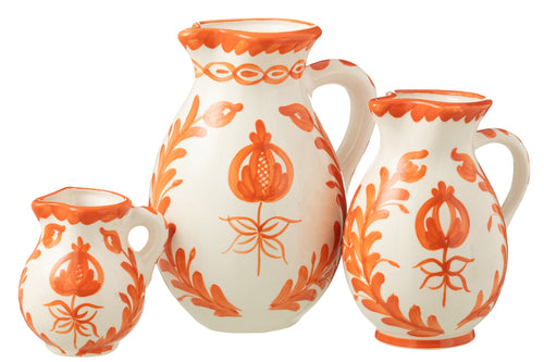 J-Line kruik Granada - keramiek - wit/oranje - large