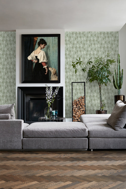 Origin Wallcoverings behang grasweefsel in grafisch 3D motief licht vergrijsd groen - 50 x 900 cm - 347883 - vtwonen shop