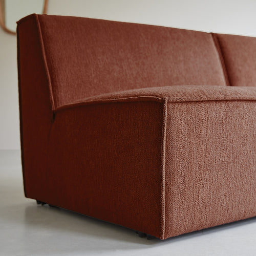 Tikamoon Modulaire mahoniebruine stoffen bank, 2-zits - Rood