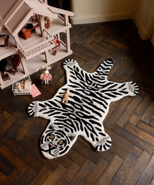 Doing Goods Snowy Tijger Vloerkleed - Klein 93 x 63 x 2 cm - 100% wol - vtwonen shop