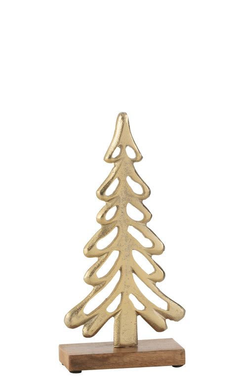 J-Line decoratie boom Op Voet  - aluminium/hout - goud - large - vtwonen shop