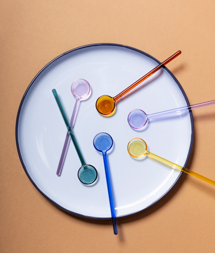 Ona - Koffielepel glas multikleur Tilly - Set van 6