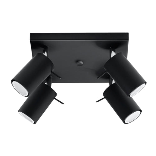 Sollux Lighting Plafondlamp RING 4 zwart - 25x25x16cm