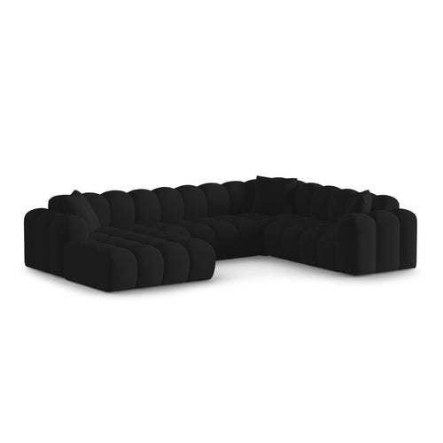 Cosmopolitan Design - Panoramische hoekbank rechts Treno 4-zits, flueel zwart - 240x330x70cm
