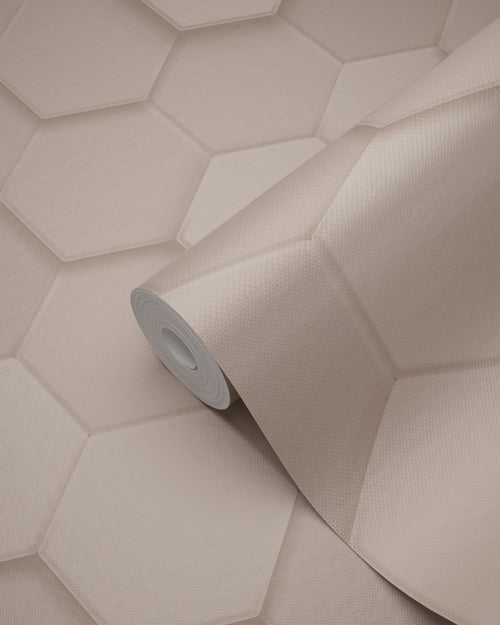 Origin Wallcoverings behang 3d hexagon motief licht roze - 53 cm x 10.05 m - 347849
