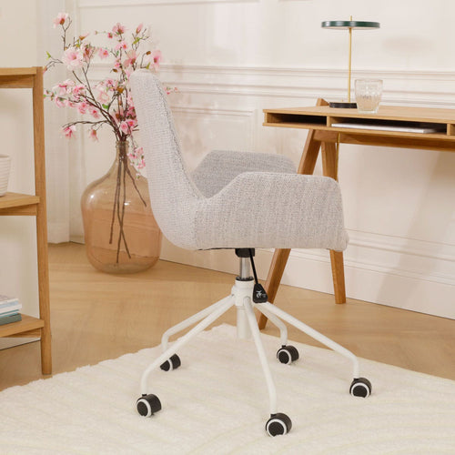 Nolon Nout-Eef Bureaustoel Beige Gemêleerd - Armleuning - Wit Onderstel - vtwonen shop