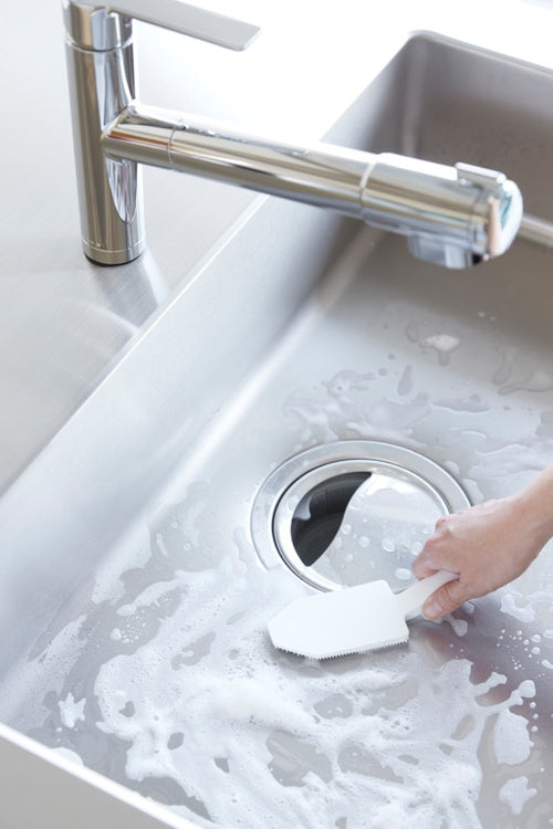 Yamazaki Siliconen Afwasborstel - Magnetisch - Tower - Wit - vtwonen shop