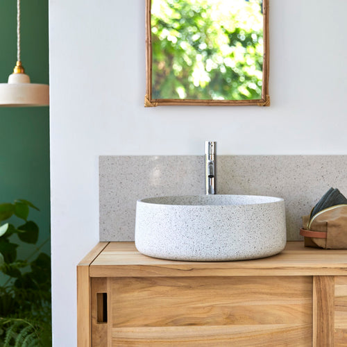 Tikamoon Ronde waskom van wit premium terrazzo ∅ 40 cm - Wit