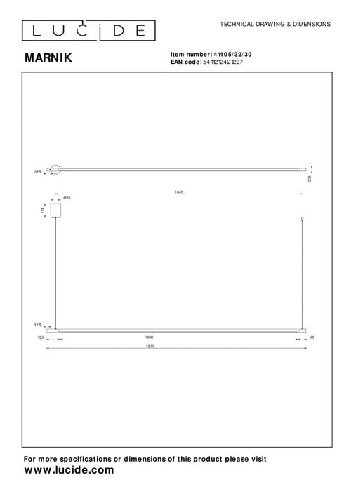 Lucide hanglamp MARNIK - Geïntegreerde LED - Zwart