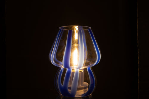 J-Line tafellamp Strepen - glas - transparant/blauw - small
