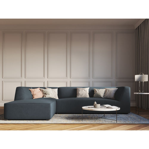 Cosmopolitan Design - Modulaire hoekbank links Siena 4-zits, ribfluwelen blauw - 180x273x69cm