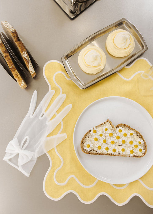 Kulu Club placemats Wavy - linnenmix - geel - set van 2 - vtwonen shop