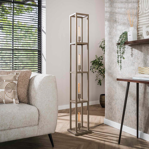 Giga Meubel Vloerlamp Quadra - Beige - 4-Lichts - 25x25x163cm