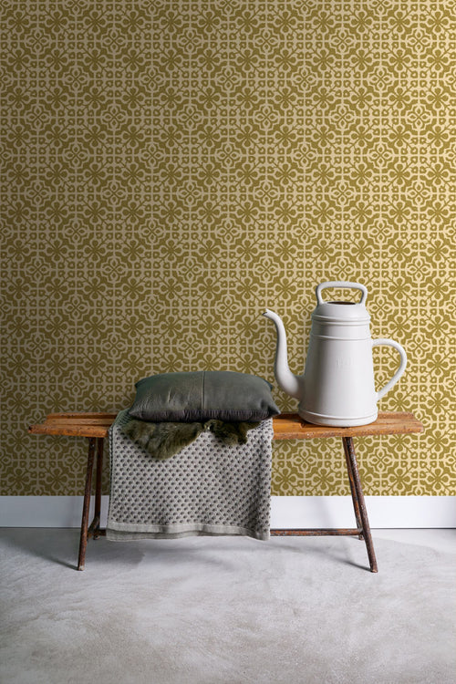 ESTAhome behang verweerde tegels olijfgroen - 50 x 900 cm - 131479