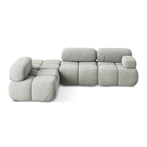 LaMiaSofa hoekbank links Sanremo - chenille stof - lichtgrijs - 285x190x70