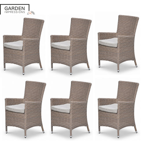 Garden Impressions Costa tuinstoelen set van 6 wicker met kussen