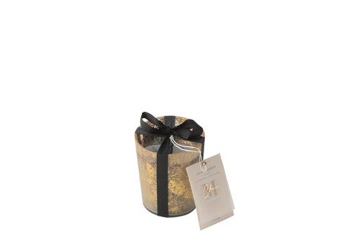 J-Line geurkaars M-Chic - Oud & Amber - glas - goud/zwart - small - 48U