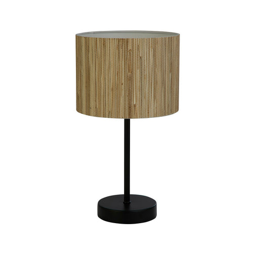Searchlight - Meadow 1-lichts tafellamp, natuurlijke graskap en zwart metaal