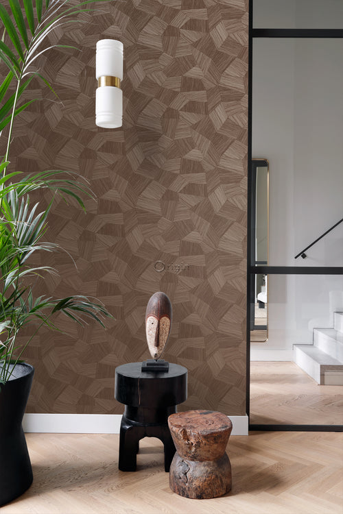 Origin Wallcoverings eco-texture vliesbehang grafisch 3D motief roest bruin - 0.53 x 10.05 m - 347824 - vtwonen shop