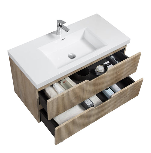 Badplaats Badkamermeubel Set Thermis 100 cm – Licht Eiken – Badmeubel met Wastafel