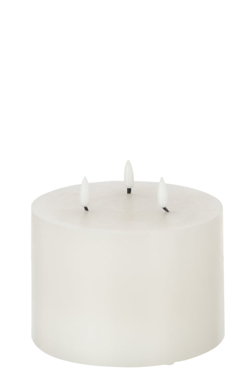 J-Line cilinderkaars 3 Vlammen - wit - medium - LED lichtjes