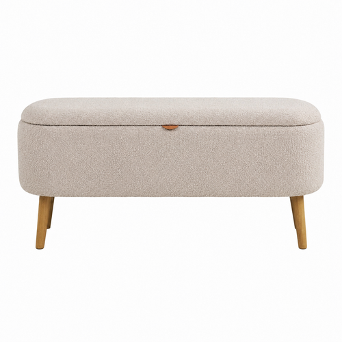 Nolon Juna bankje met opbergruimte bouclé taupe - 95 x 37 cm