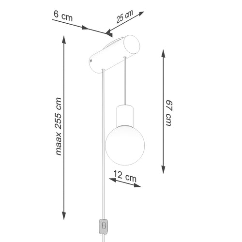 Sollux Lighting Wandlamp NIBMI G9 met schakelaar - 6x25x67cm