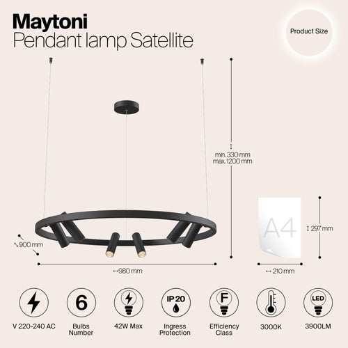 Maytoni - Hanglamp Satellite - Zwart - vtwonen shop