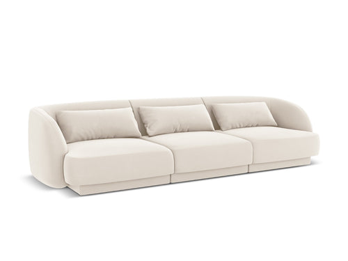 Cosmopolitan Design Bank Tulum 3-zits, flueel, lichtbeige - 90x255x70cm