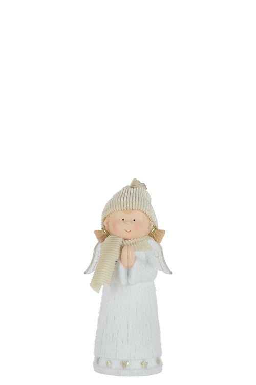 J-Line figuur Engel - polyresin - wit - small - LED lichtjes - vtwonen shop