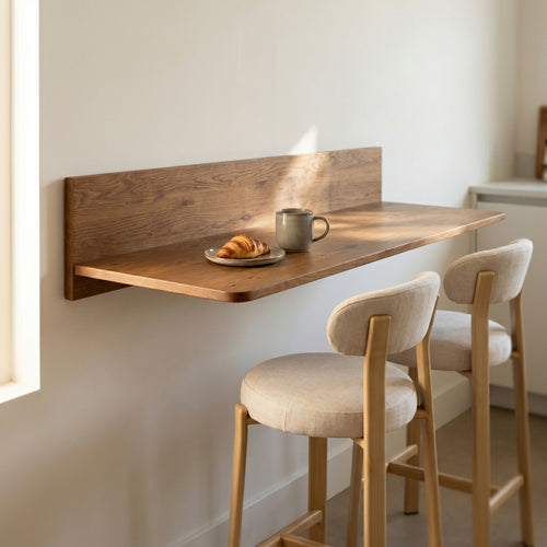 DÉJA Living Zwevende Bartafel Bailo - Bruin Eiken - 160x60x25cm