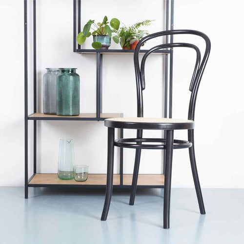 Fameg Vienna Thonet No.14 Houten Bistrostoel Zwart - Rotan Zitting - vtwonen shop