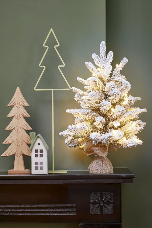 Black Box Trees Grimshaw kerstboom met burlap Dual Led groen frosted warm wit 40L 56 TIPS BOtimer - h60xd45cm