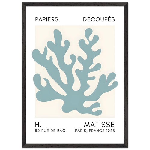 Artfulprints Poster met Lijst Matisse – Saltflower shapes turquoise   - 50x70 cm - Turquoise