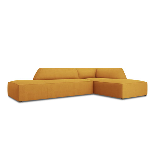 Cosmopolitan Design - Modulaire hoekbank rechts Siena 4-zits, structurele stof geel - 180x273x69cm
