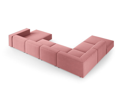 Cosmopolitan Design Panoramische hoekbank links Arendal 7-zits, flueel, zalm - 262x364x70cm