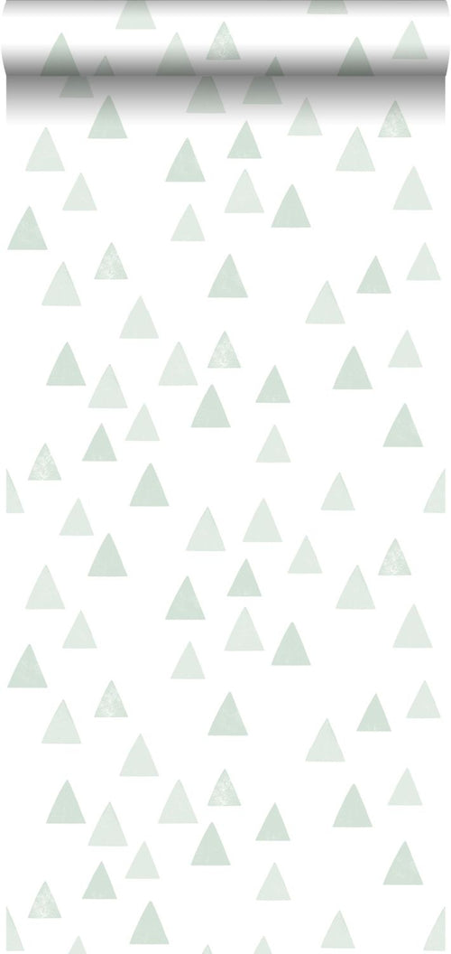 Walls4You behang driehoekjes lichtgroen en wit - 53 cm x 10.05 m - 935319 - vtwonen shop