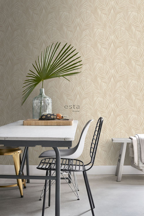 ESTAhome behang palmbladeren lichtbeige - 53 cm x 10.05 m - 139430