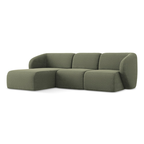 LaMiaSofa hoekbank links Cervo - bouclé - olijf - 248x166x101