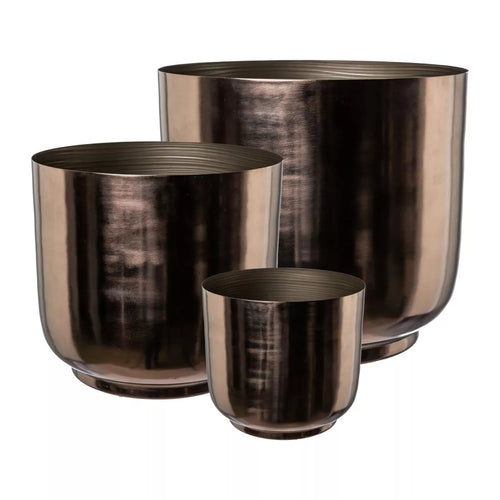 Flourify plantenbak - Metaal - set van 3 - 36x36x22 / 28x28x25 / 20x20x18 cm - antraciet - vtwonen shop