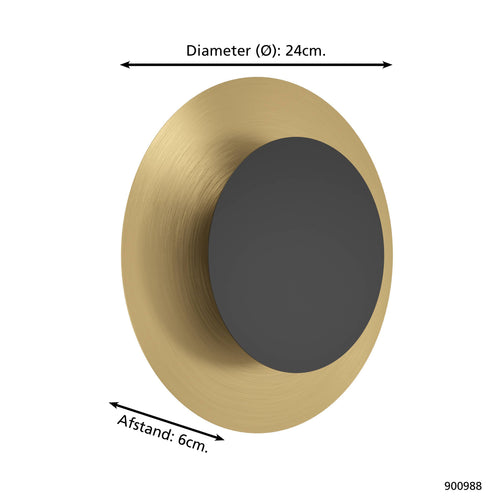 EGLO wandlamp Tocina - plafondlamp - led - ø 24 cm - zwart/goud - vtwonen shop