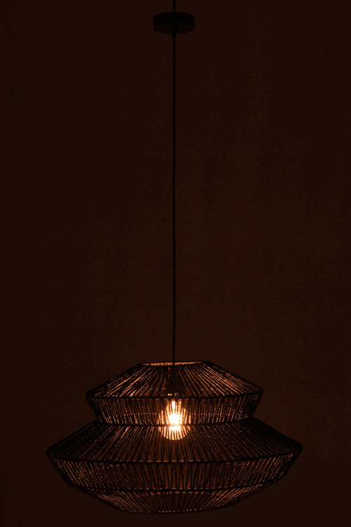 J-Line hanglamp Touw - metaal - zwart - small