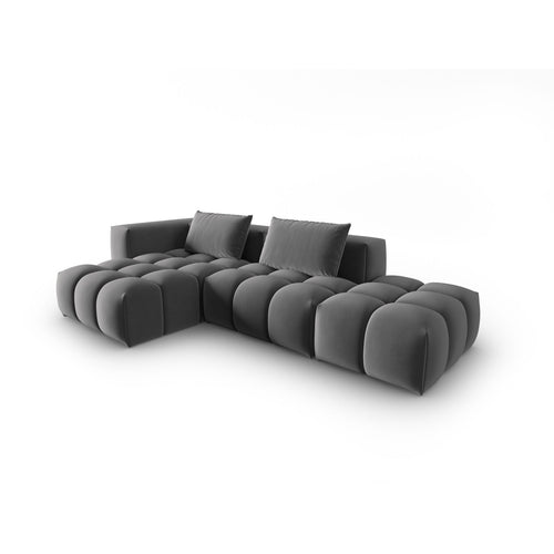Cosmopolitan Design - Modulaire hoekbank links Verona 4-zits, flueel warm grijs - 145x265x70cm