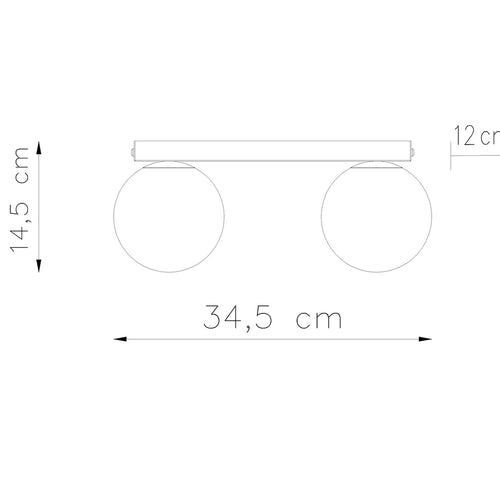 Sollux Lighting Plafondlamp YOLI 2 zwart - 34,5x12x14,5cm
