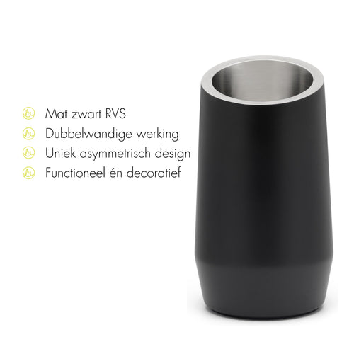 Leopold Vienna - Wijnkoeler dubbelwandig mat zwart RVS - vtwonen shop