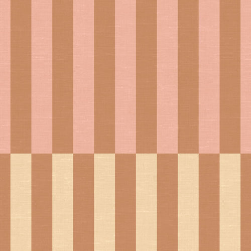 ESTAhome behang linnen-look strepen roze, bruin en beige - 50 x 900 cm - 132252