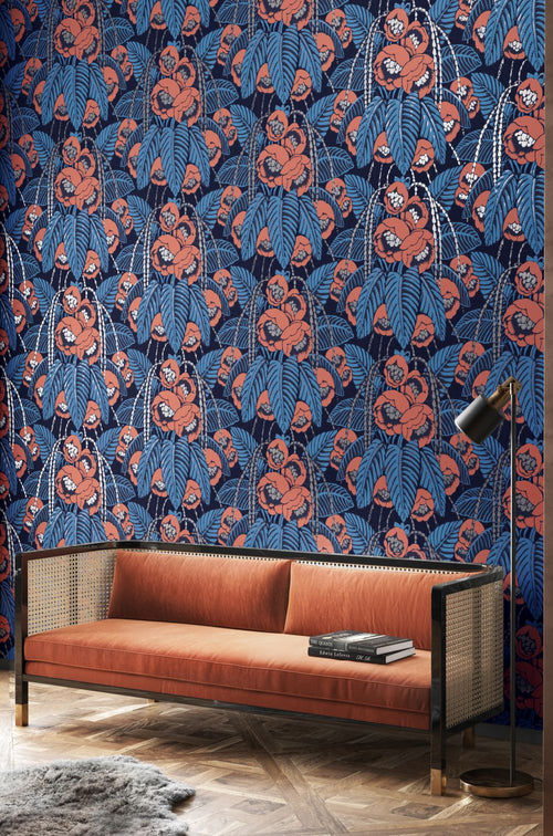 Masureel behang bladeren blauw - 53 cm x 10.05 m - 630014