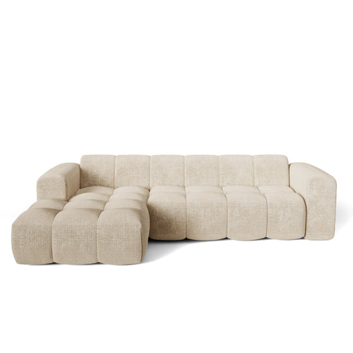 Premium Interiors - Linkerhoekbank BLOOM - gewaafd fluweel crème 290cm
