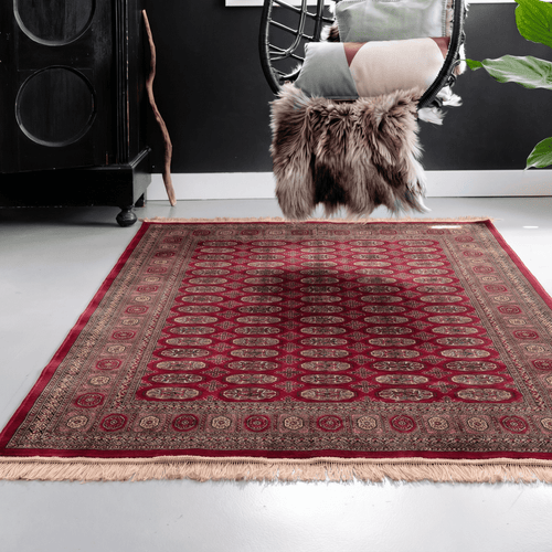 Tier Vintage Perzisch vloerkleed Boshra Rood met franjes