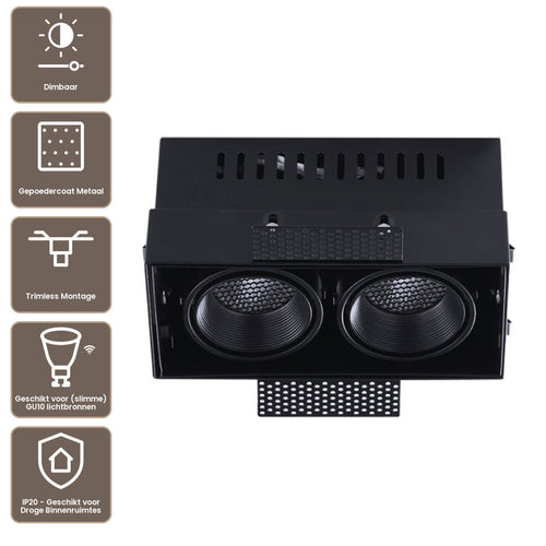 Artdelight Inbouwspot Trofa 2L - Zwart